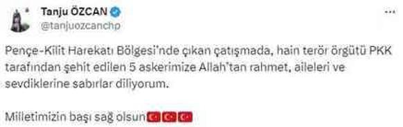 5 askerimizin şehit olması sonrası siyasilerden art arda başsağlığı mesajı