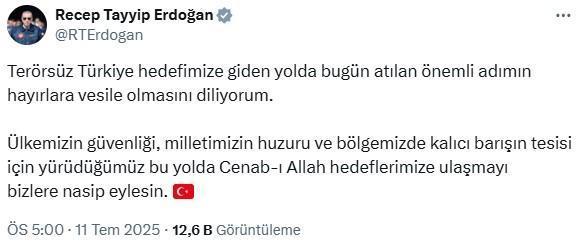 PKK'nın silah bırakmasının ardından Erdoğan'dan ilk açıklama