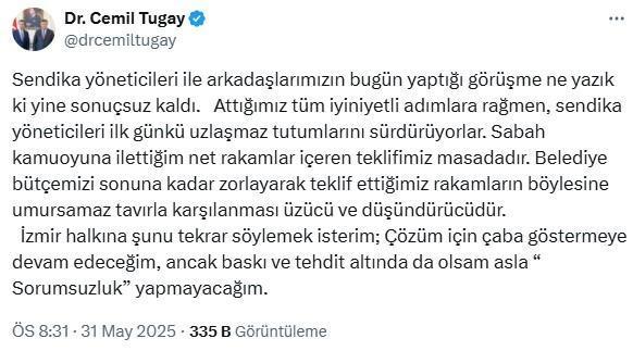 İzmir'de grev krizi aşılamadı! Sendikayla anlaşamayan Başkan Cemil Tugay'dan ilginç karar