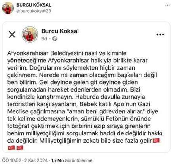 Esenyurt'a gitmeyen Afyonkarahisar Belediye Başkanı Burcu Köksal: İşim olmaz