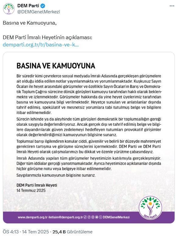 Öcalan ile ilgili ortalığı karıştıran 'Rojava' iddiası! DEM Parti'den açıklama geldi