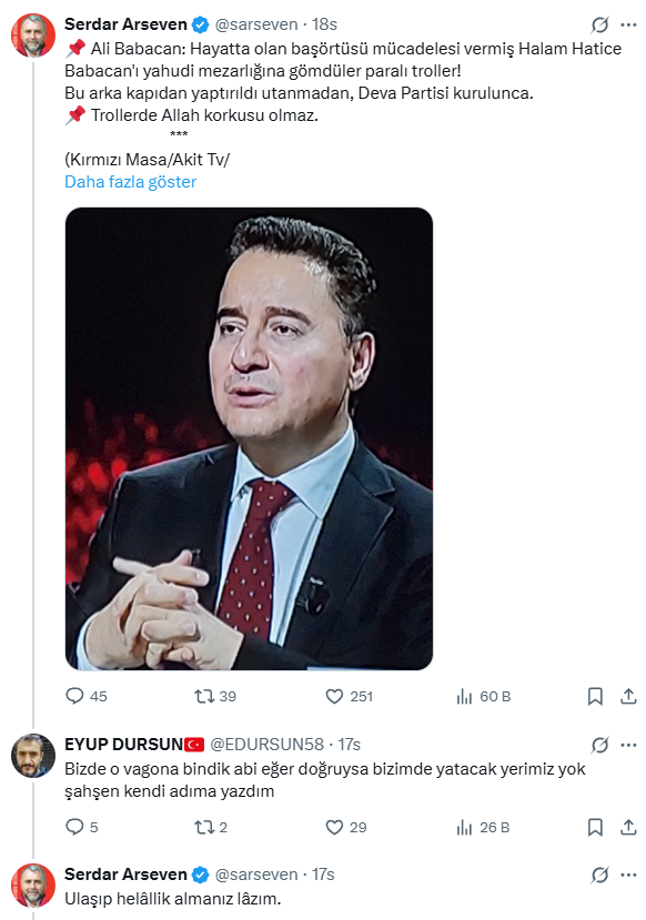Sosyal medya etkileşimleri ve Babacan'ın yanıtı