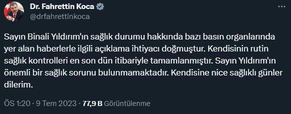 Binali Yıldırım kalp krizi mi geçirdi? İddialara yanıt Bakan Koca'dan geldi