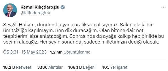 Kılıçdaroğlu'ndan yeni açıklama: Ben dik duracağım, olan bitene dair tespitlerimi size anlatacağım