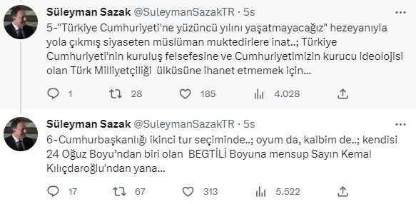 Bahçeli'nin eski yardımcısı Süleyman Servet Sazak da Kılıçdaroğlu dedi