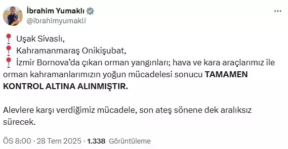 Uşak, Kahramanmaraş ve İzmir Bornova'da yangınlar söndürüldü