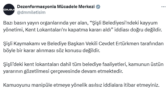 Şişli'de kent lokantaları kapatıldı mı? Cumhurbaşkanlığından açıklama var