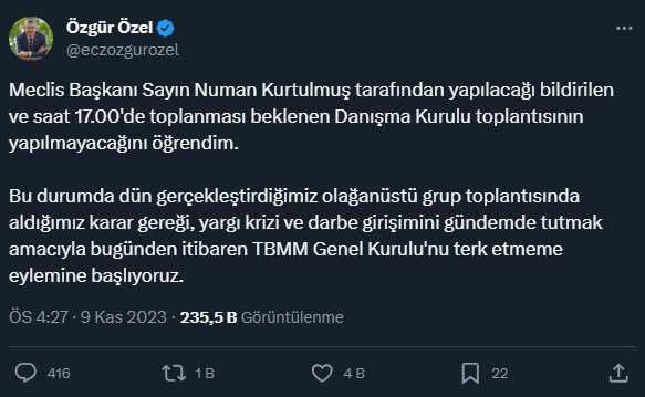 TBMM Danışma Kurulu toplandı mı? Meclis Danışma Kurulu toplantısı başladı mı?