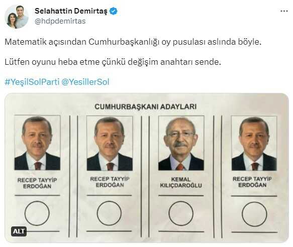 Cezaevindeki Demirtaş'ın paylaştığı oy pusulasındaki Erdoğan detayı dikkat çekti