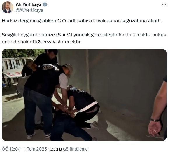 Tepkilerin odağındaki karikatüriste ters kelepçe