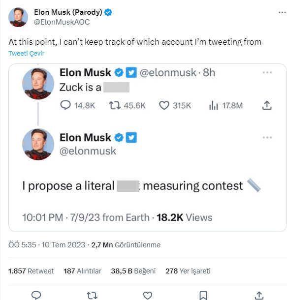 Rekabet çirkinleşti! Elon Musk, Mark Zuckerberg'e küfür etti