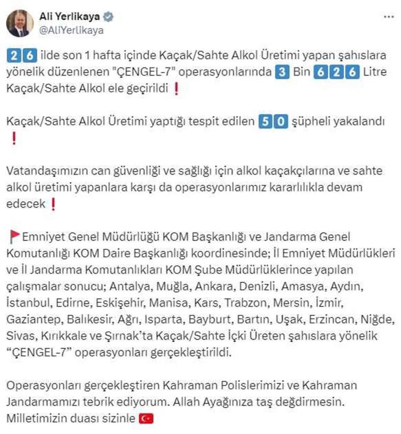 26 ilde operasyon! Yüzlerce litre kaçak alkol ele geçirildi, 50 şüpheli gözaltında