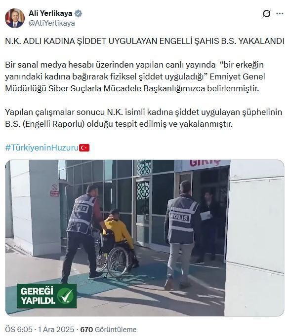 Kadına şiddet uygulayıp canlı yayınlayan adam yakalandı