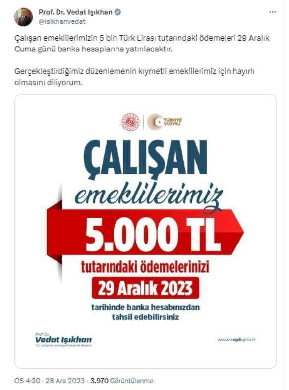 Çalışan emeklilere 5 bin lira yattı mı? 5000 TL hesaplara yatmaya başlıyor!