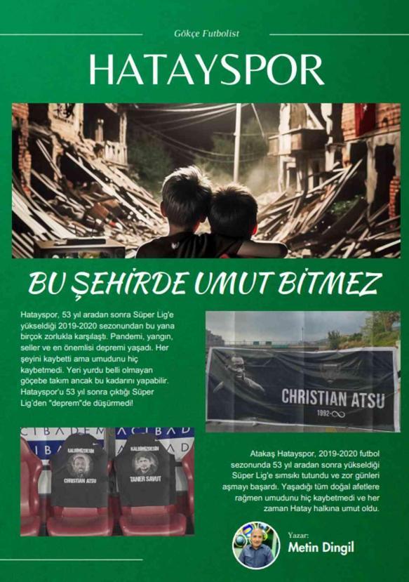 Gökçe Futbolist dergisinin 7. sayısı çıktı: Depremzede Hatayspor