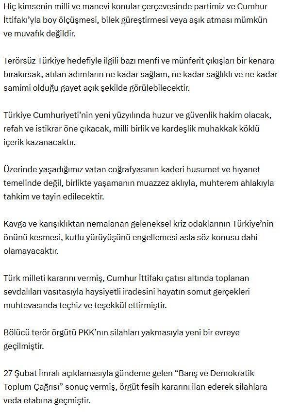 Bahçeli'den Terörsüz Türkiye mesajı: Devletin pazarlık yaptığını iddia edenler müfteridir