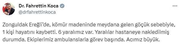 Zonguldak'ta maden ocağında göçük: 1 işçi hayatını kaybetti, 6 kişi yaralı