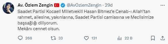 AK Partili Özlem Zengin yerde yatarken saydırdığı Hasan Bitmez için başsağlığı mesajı yayınladı