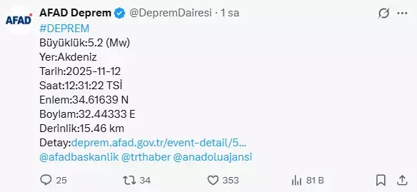 Akdeniz'de art arda 3 korkutan deprem! Naci Görür'den jet açıklama geldi
