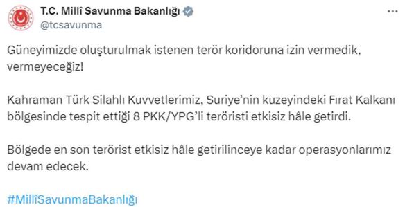 Irak'ın kuzeyine düzenlenen operasyonda 27 terörist etkisiz hale getirildi