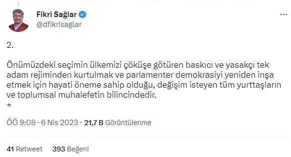 Eski Bakan Fikri Sağlar: 3 Nisan'da Kılıçdaroğlu ve İnce arasında bir uzlaşma görüşmesi gerçekleştirdim