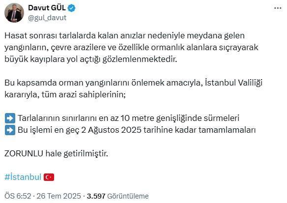 Çiftçileri yakından ilgilendiriyor! İstanbul'da orman yangınlarına karşı yeni önlem