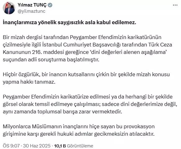 Hz Muhammed'le ilgili skandal karikatür yayınlayan Leman'a soruşturma