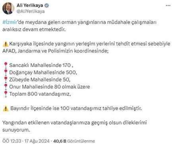 İzmir alev alev! Mahalleler tahliye edildi, yangın evlere kadar ulaştı