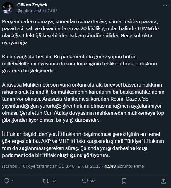 CHP'nin Meclis'te yapacağı eylemin detaylarını İstanbul Milletvekili Gökan Zeybek açıkladı: Gece koltukta uyuyacağız