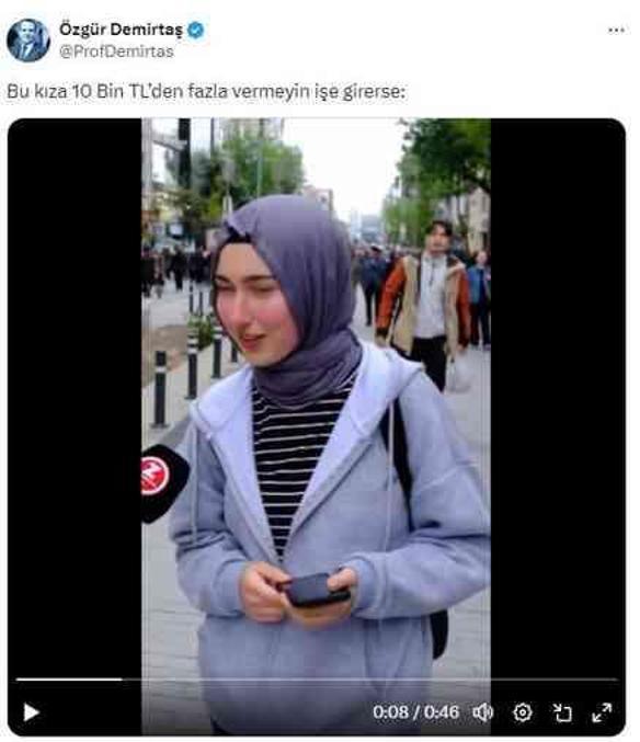 Emekliye 10 bin lira yeter diyen genç kadına, ekonomi profesörü Demirtaş'tan yanıt: Bu kıza 10 bin liradan fazla vermeyin