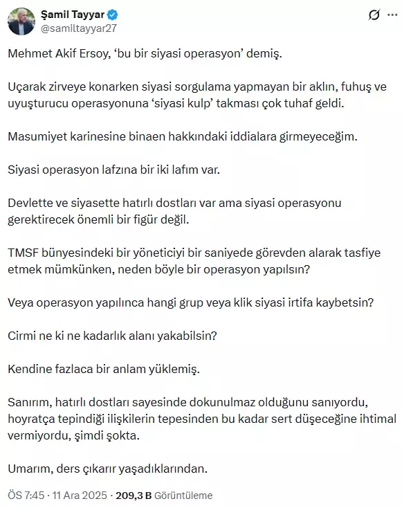 Ersoy'un 'Çok net bir siyasi operasyon' ifadesi AK Partili ismi küplere bindirdi