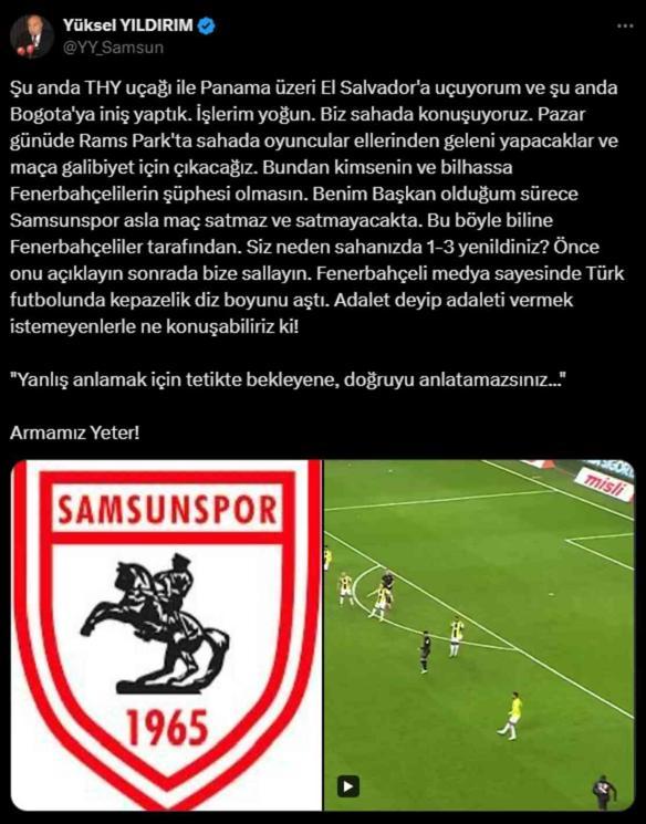 Yüksel Yıldırım'dan Fenerbahçe'ye sert sözler: Siz niye 3-1 yenildiniz