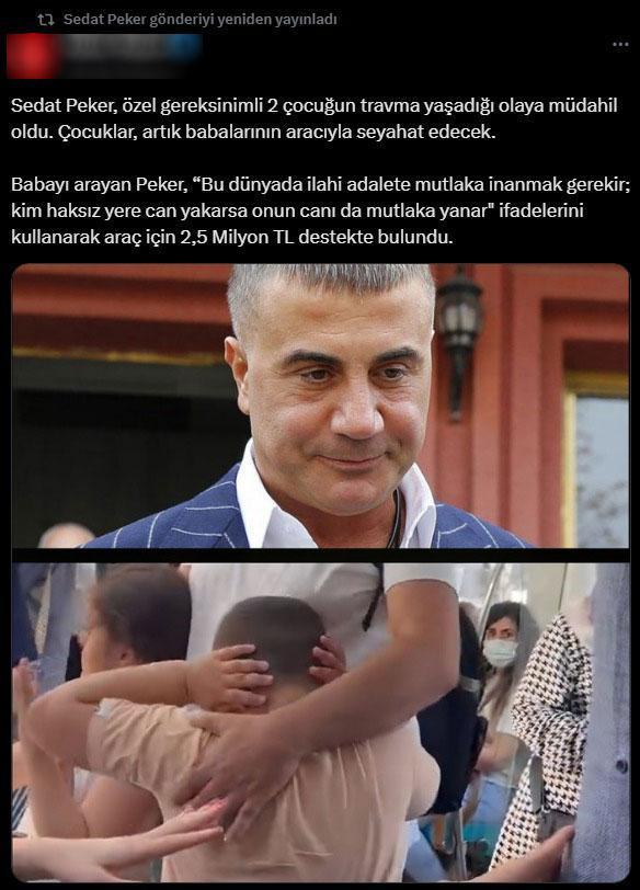 'Sedat Peker, Marmaray'da darbedilen babaya araç alması için 2,5 milyon TL gönderdi' iddiası