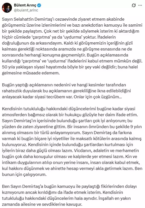 Arınç ile Demirtaş görüşmesi sonrası tartışma