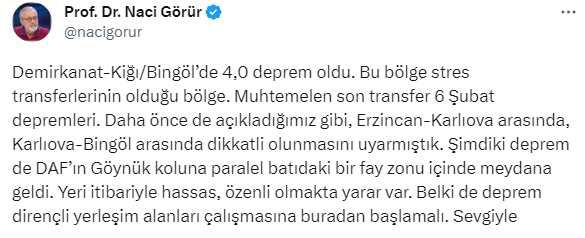 Türkiye beşik gibi sallanırken Naci Görür o bölgeyi üstüne basa basa uyardı: Çalışmalara buradan başlanmalı