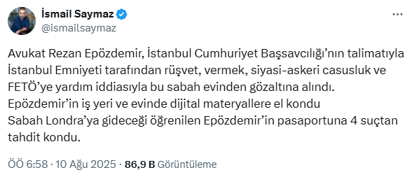 Avukat Rezan Epözdemir gözaltına alındı