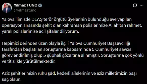 Yalova'daki DEAŞ operasyonuyla ilgili 5 şüpheli gözaltına alındı