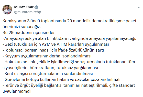 CHP'den komisyona 29 maddelik öneri!