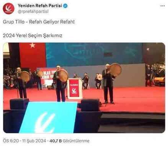 Yeniden Refah Partisi'nden erbaneli seçim şarkısı