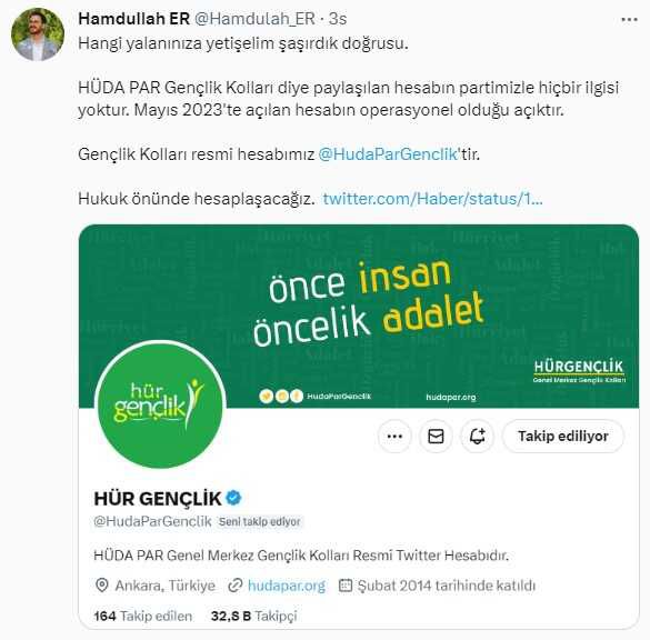 HÜDA PAR tarafından dövmeli genç kızın hedef alındığı iddiasına yalanlama: Hukuk önünde hesaplaşacağız