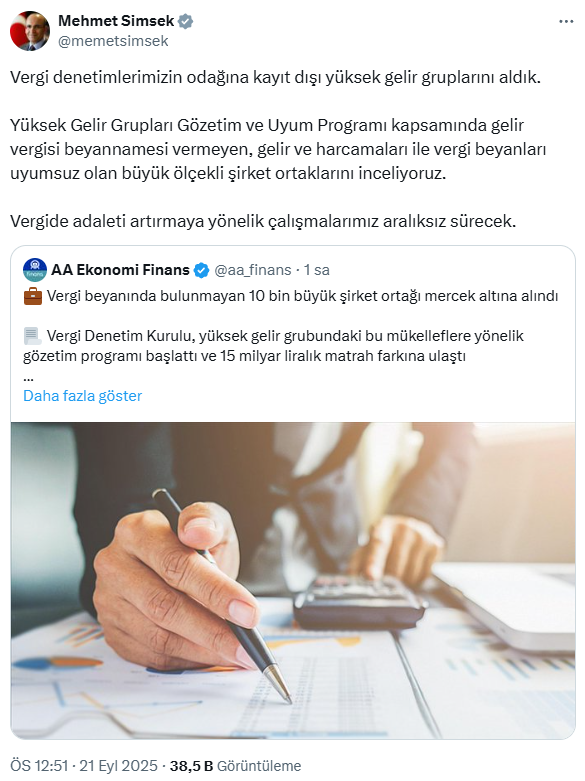 10 bin büyük şirket mercek altına alındı, Bakan Şimşek'ten net mesaj geldi