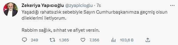 Canlı yayında rahatsızlanan Cumhurbaşkanı Erdoğan'a siyasilerden 'Geçmiş olsun' mesajı yağdı