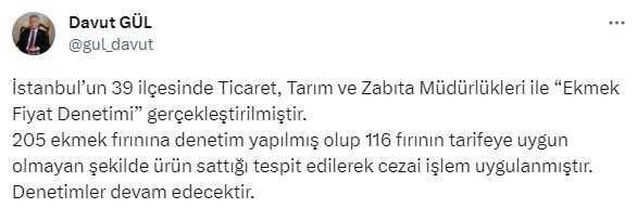 İstanbul'da 116 Fırına Cezai İşlem Uygulandı
