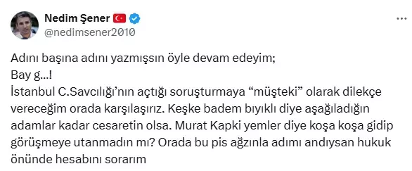 Mücahit Birinci ile Nedim Şener arasında tartışma