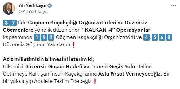 37 ilde 4 bin 568 düzensiz göçmen yakalandı