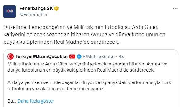 Milli Takım'ın Arda paylaşımı ortalığı karıştırdı! Fenerbahçe'nin yaptığı 'düzeltme'ye yanıt Gençlerbirliği'nden geldi