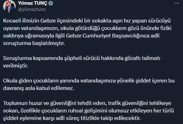 Gebze'de okula giden babaya saldırı anı