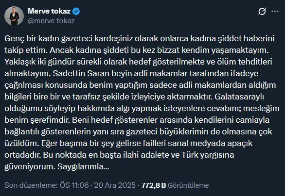 Muhabir Merve Tokaz: İki gündür hedef gösteriliyorum ve ölüm tehditleri alıyorum