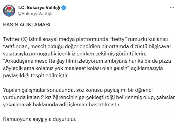 Yurt mescidinde büyük skandal! Görüntüleri paylaşan 2 kız öğrenci yakalandı
