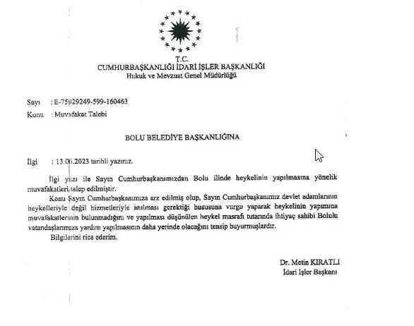 Cumhurbaşkanı Erdoğan'dan Tanju Özcan'ın heykel yapma teklifine ret